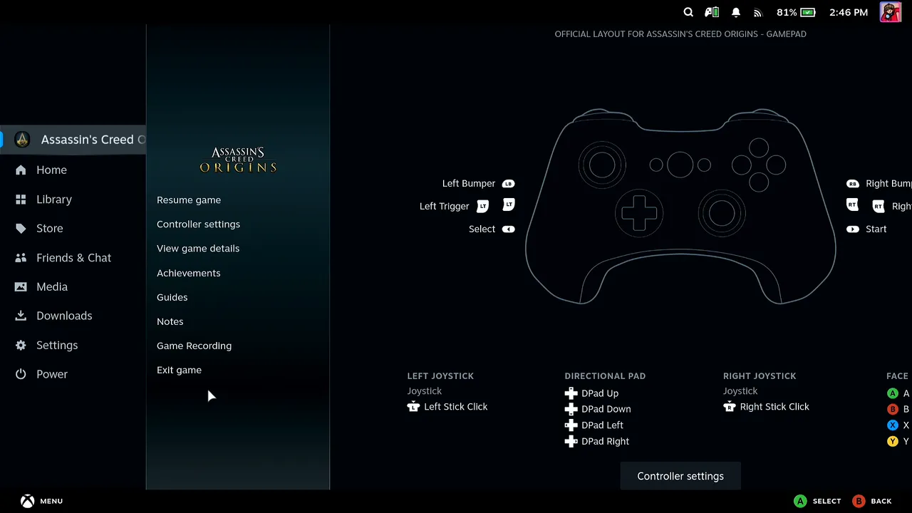 The Steam button menu on the Steam Deck with Exit game at the bottom of the list