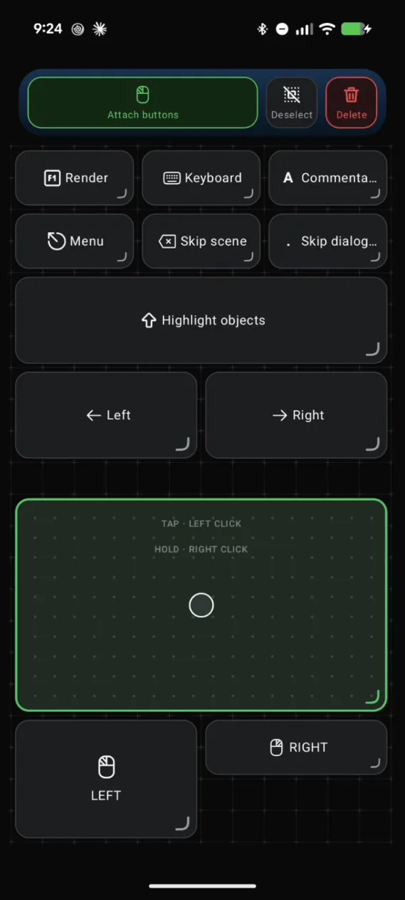 Deck Pointer's layout editor with the trackpad selected and being moved closer to the Left and Right buttons