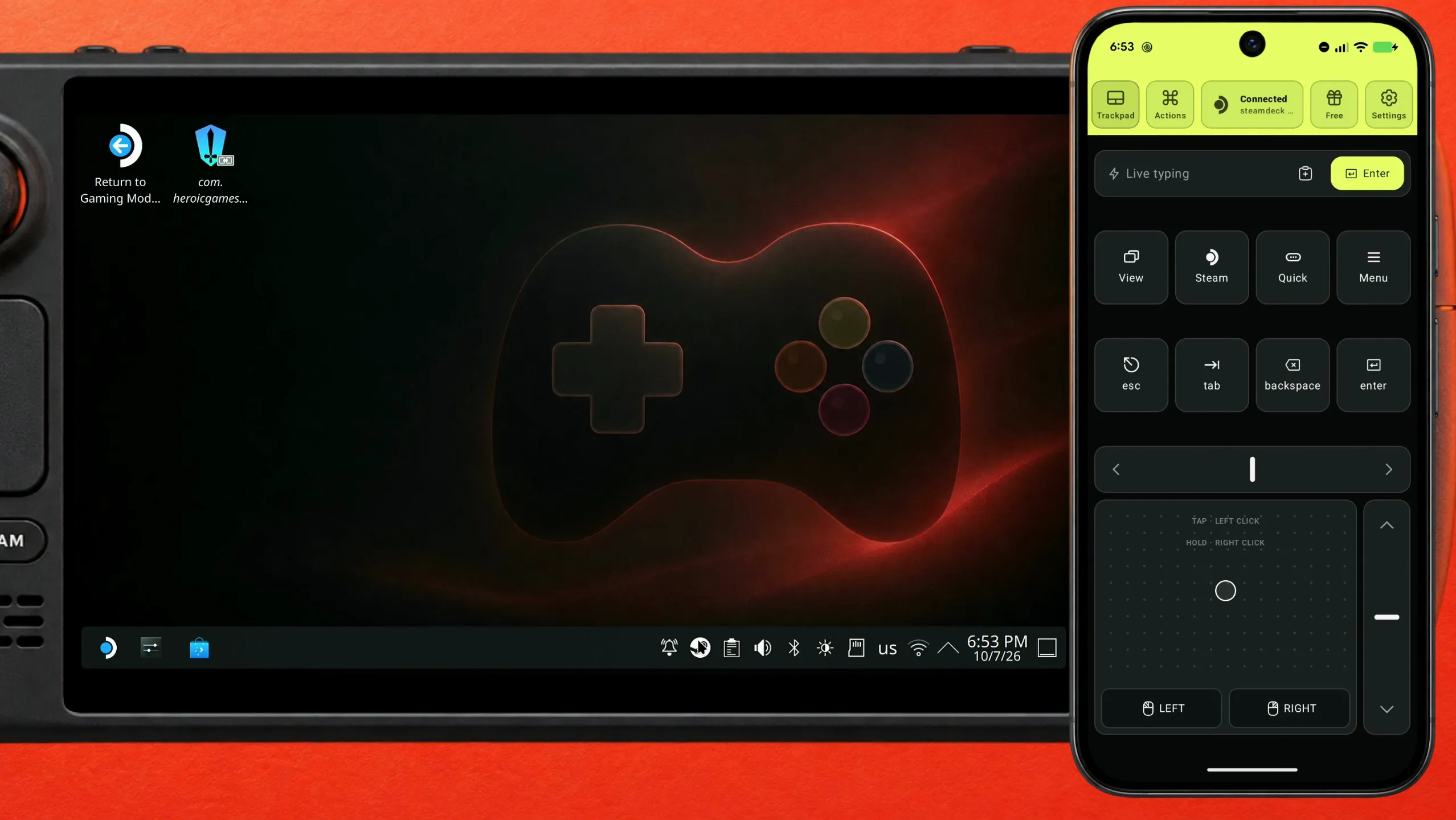 Steamを閉じた状態のSteam Deckのデスクトップ。このあとSteamをもう一度起動する