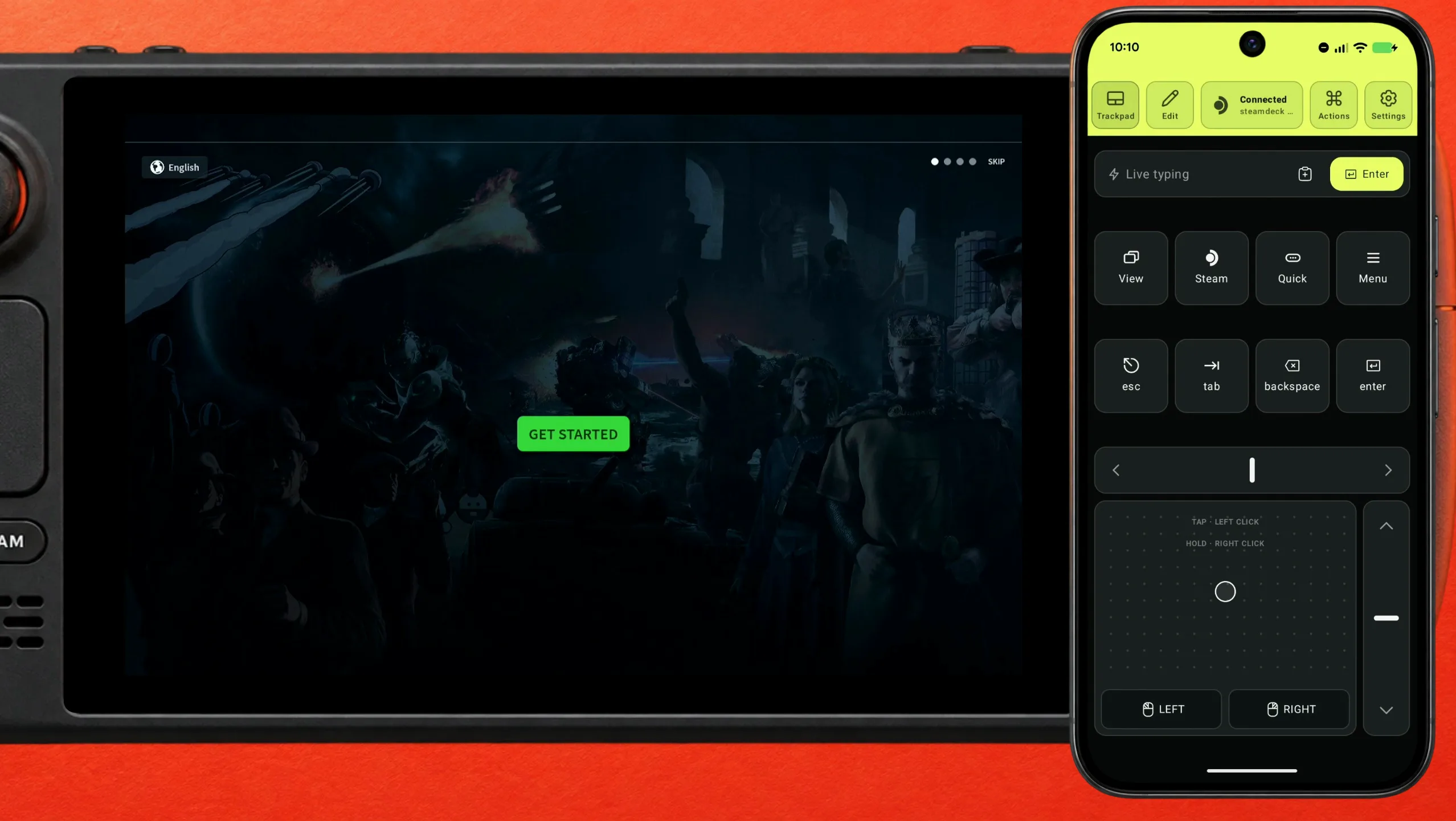 A primeira tela do launcher da Paradox no Steam Deck com o botão Get Started