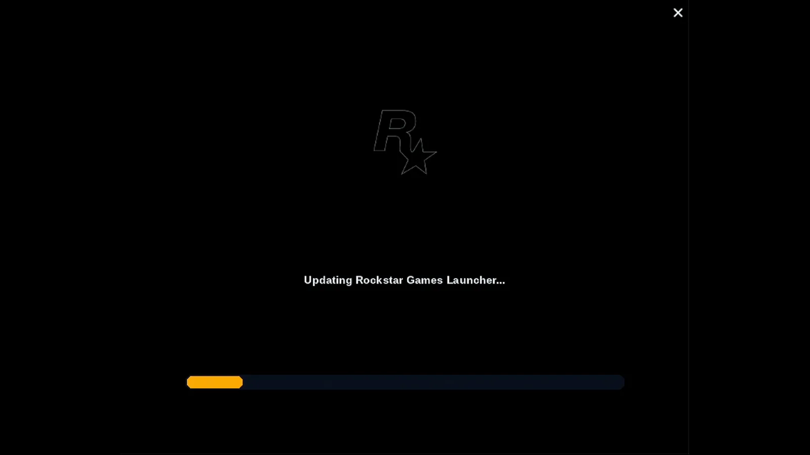 Rockstar Games Launcher on the Steam Deck showing Updating Rockstar Games Launcher with a progress bar