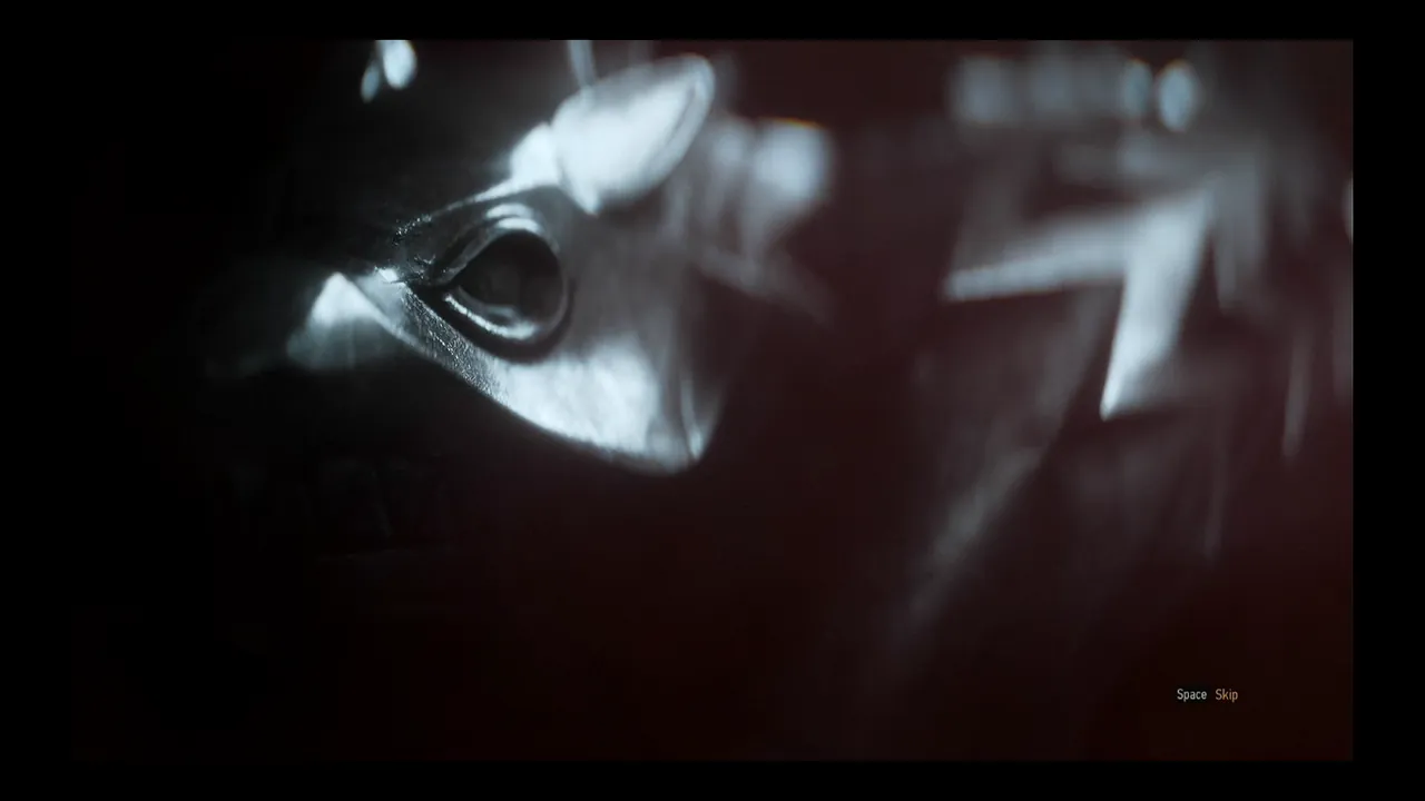 The Witcher 3 intro cinematic on the Steam Deck, a blade in close-up