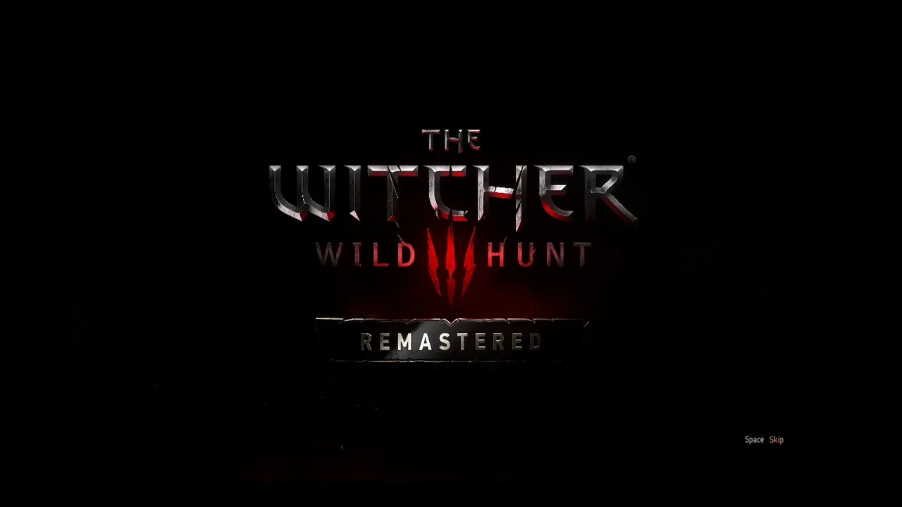The Witcher: Wild Hunt Remastered title screen on the Steam Deck